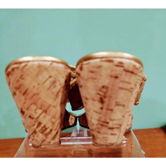 Jack Rogers Gold Metallic Leather Cork Wedge Sandals - Picture 4 of 8
